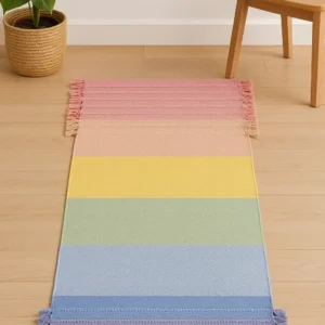 Handwoven Cotton Yoga Mat – 72x24 cm Eco-Friendly Multi-Color Mat for Home & Studio Workouts