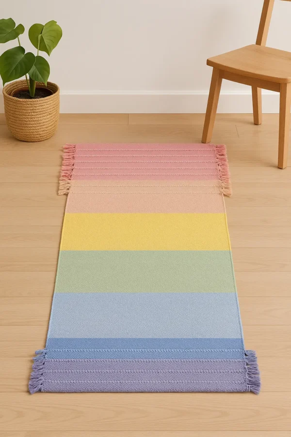 Handwoven Cotton Yoga Mat – 72x24 cm Eco-Friendly Multi-Color Mat for Home & Studio Workouts