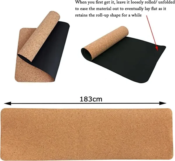 The Yogis Cork Yoga Mat – Eco-Friendly Non-Slip Exercise Mat with Sweat-Resistant Natural Cork & TPE Backing – 6mm Thick (72" x 24") for Hot Yoga, Pilates & Fitness – Includes Carry Belt - Image 4