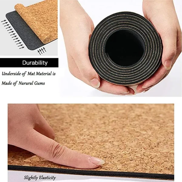 The Yogis Cork Yoga Mat – Eco-Friendly Non-Slip Exercise Mat with Sweat-Resistant Natural Cork & TPE Backing – 6mm Thick (72" x 24") for Hot Yoga, Pilates & Fitness – Includes Carry Belt - Image 6